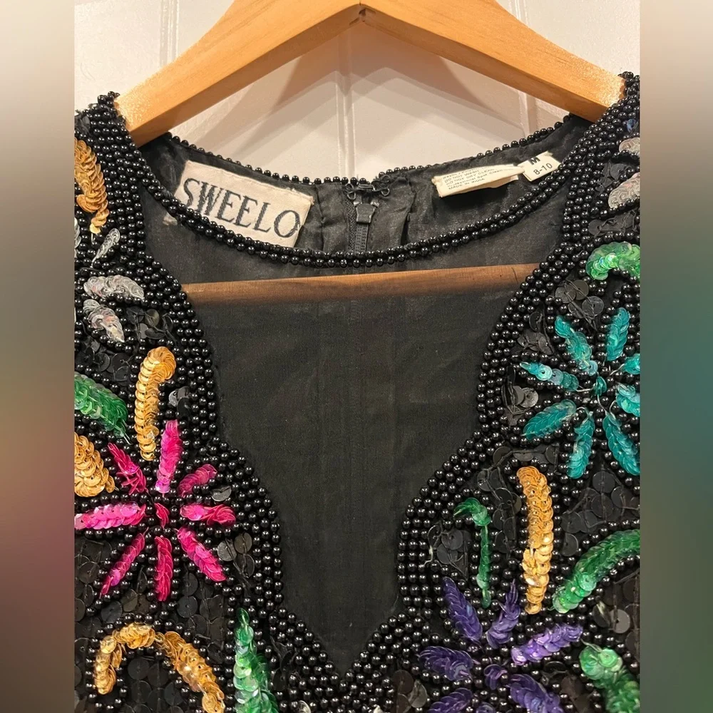 Vintage Sweelo Silk and sequin top size Medium - Picture 8 of 11